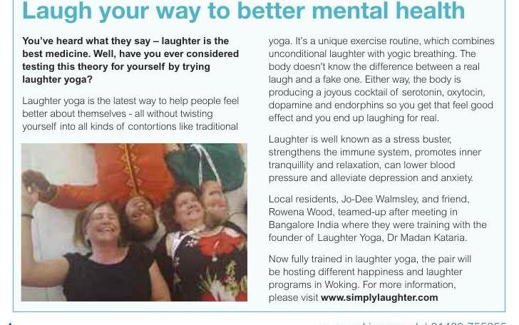 The Woking Magazine (Woking Borough Council) feature, "Laugh Your Way to Better Mental Health"